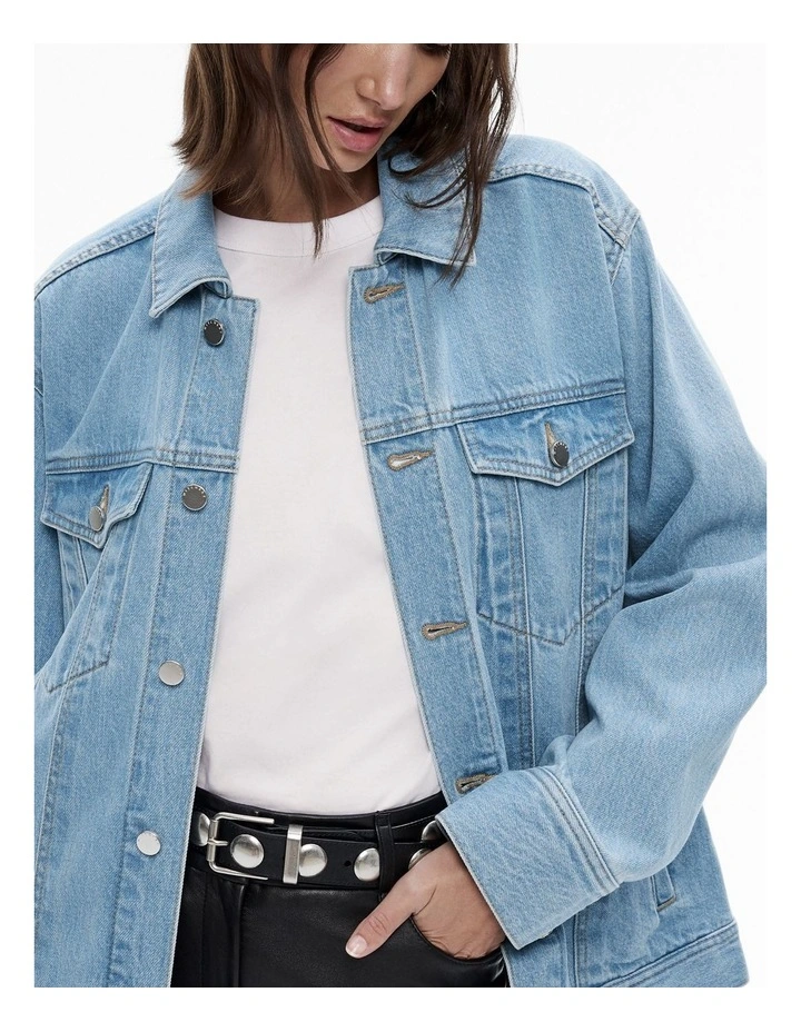Oversized Denim Jacket in Vintage Wash Denim image 4