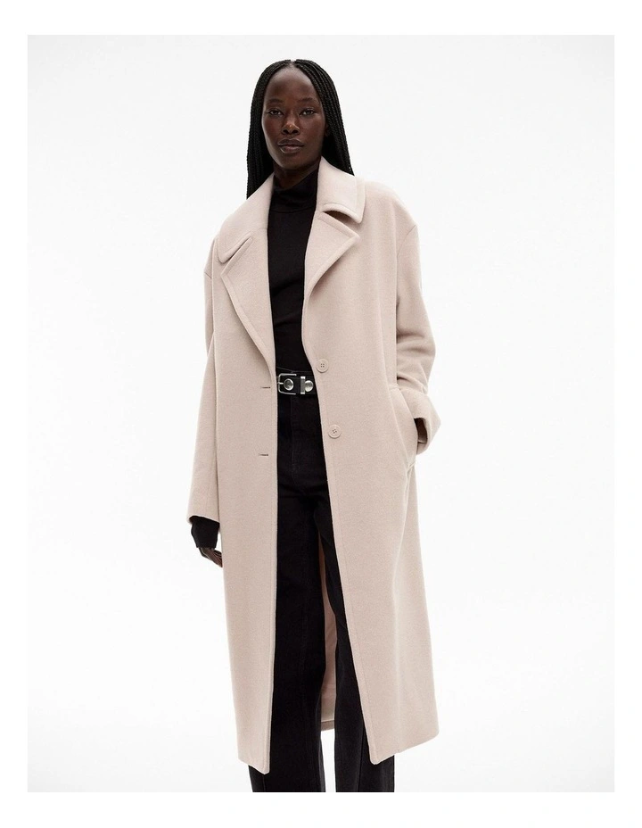 Wool Cashmere Lapel Coat in Oatmeal image 2