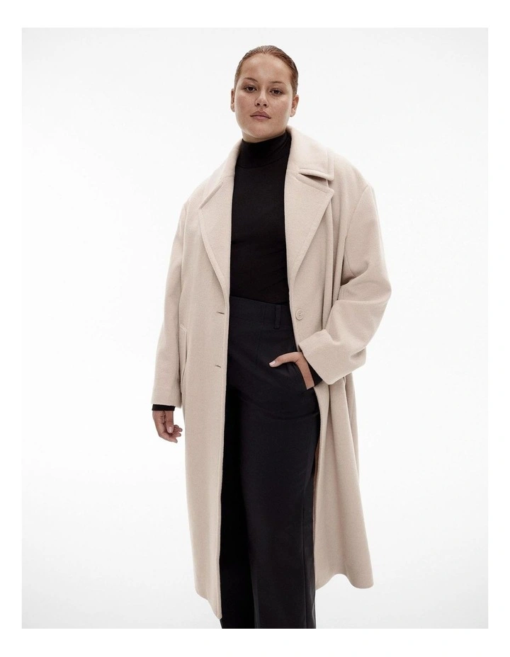 Wool Cashmere Lapel Coat in Oatmeal image 5