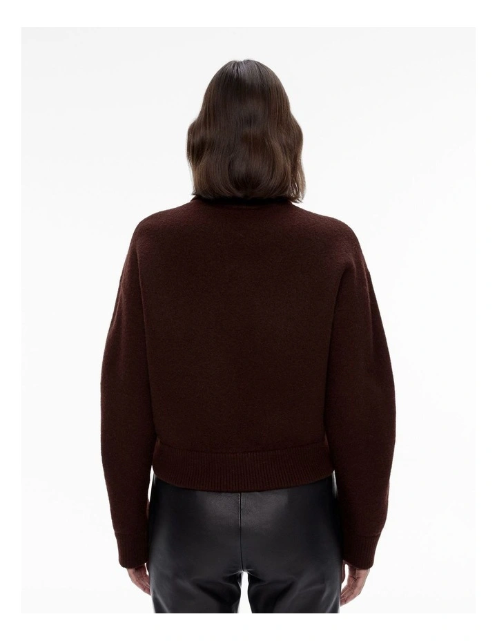 Wool Knit Bomber in Black Currant image 4