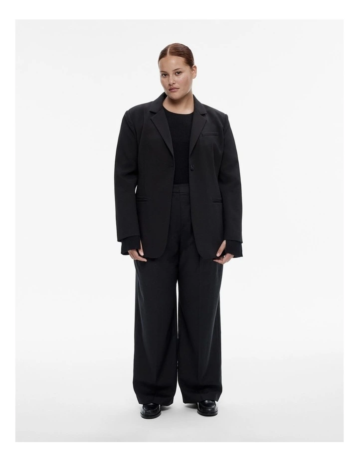 Wool Blend Crew Rib Knit in Black image 6