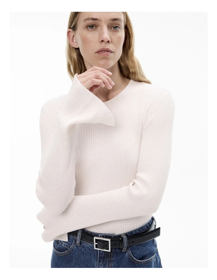 Witchery Wool Blend Crew Rib Knit in Milk White | MYER