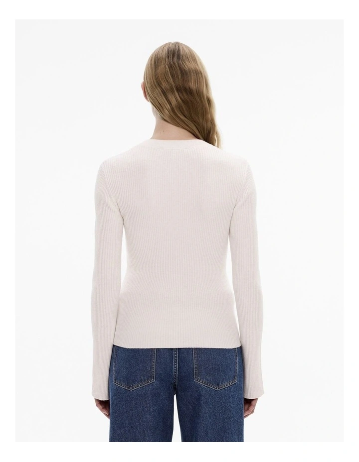 Witchery Wool Blend Crew Rib Knit in Milk White | MYER