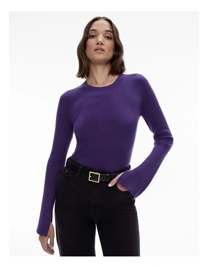 Wool Blend Crew Rib Knit in Royal Purple image 1