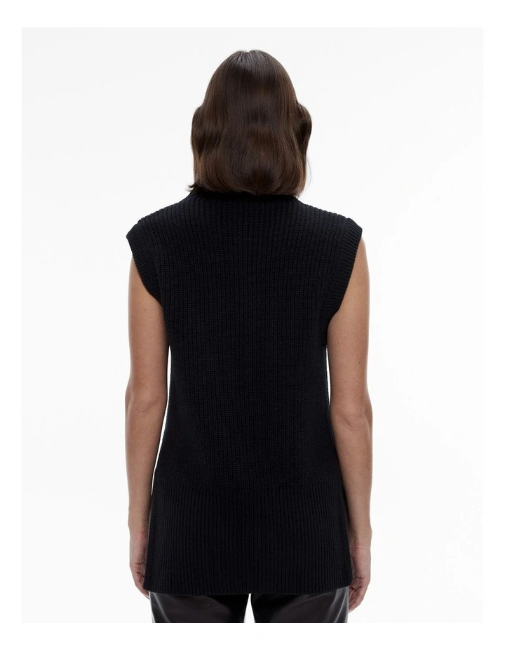 Wool Knit Vest in Black image 4