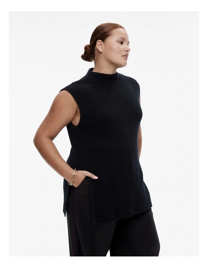 Wool Knit Vest in Black image 5