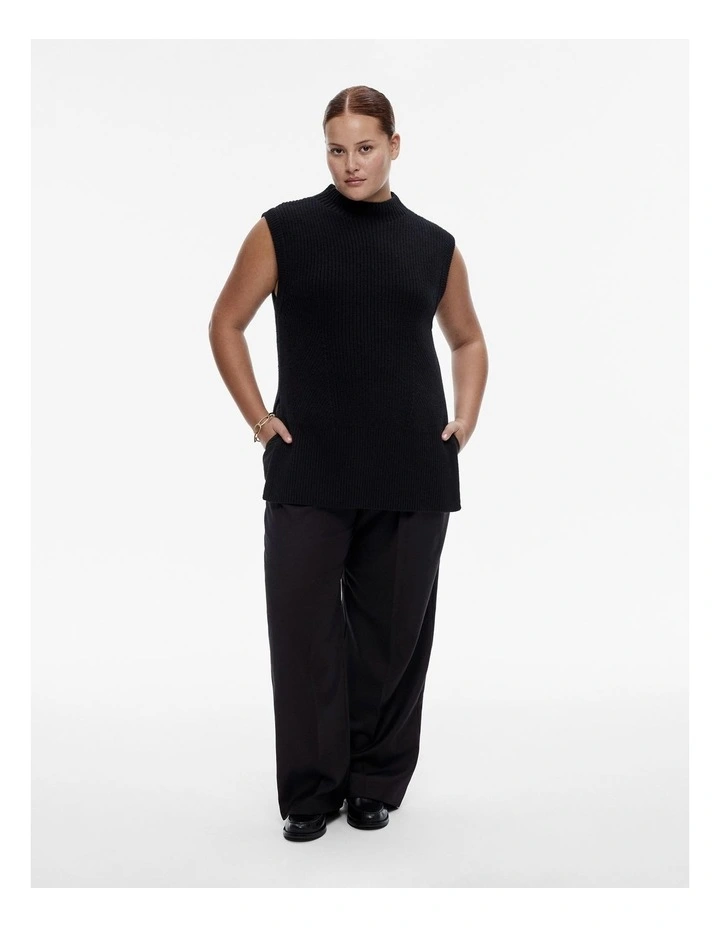 Wool Knit Vest in Black image 6