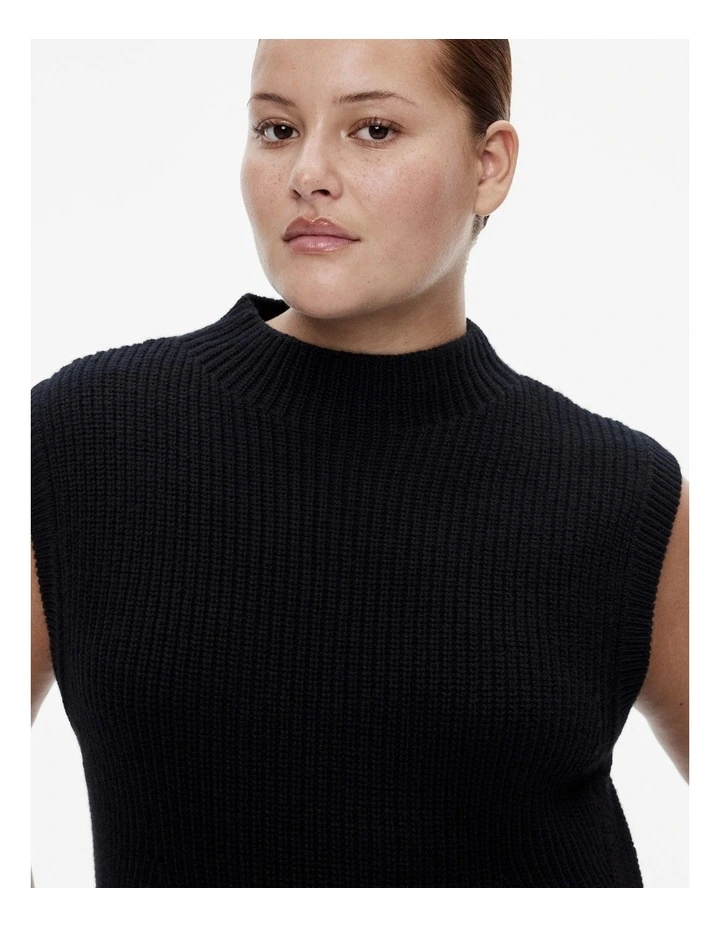 Wool Knit Vest in Black image 7