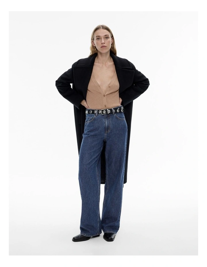 Wool Blend Knit Cardigan in Natural Marle image 2