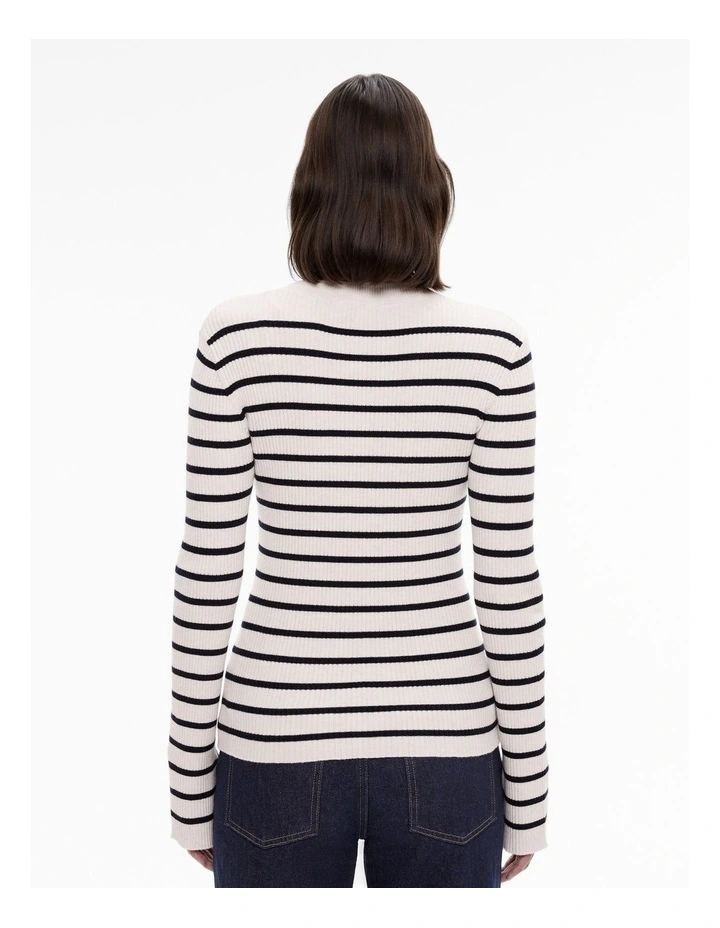 Stripe Wool Blend Crew Knit Top in Blue Night image 4