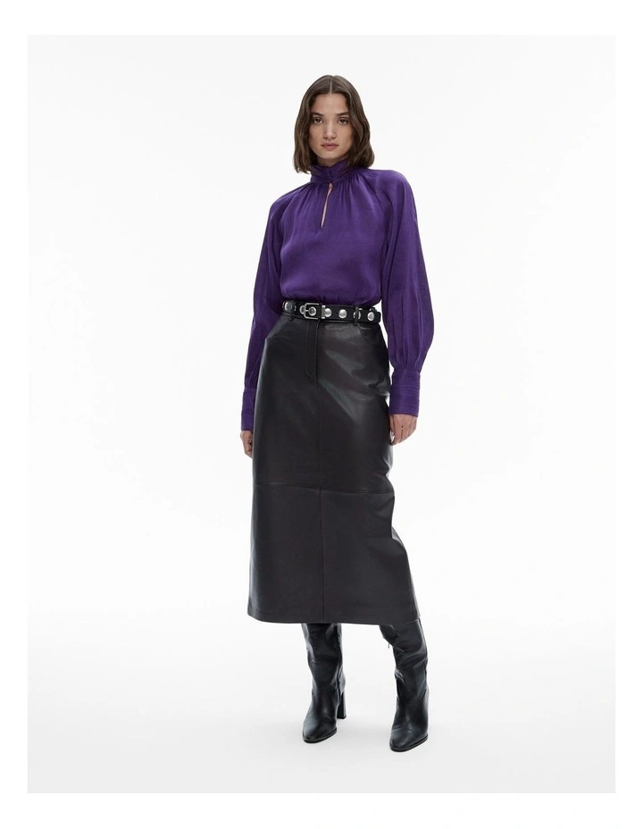 High-neck Raglan Blouse in Royal Purple image 2
