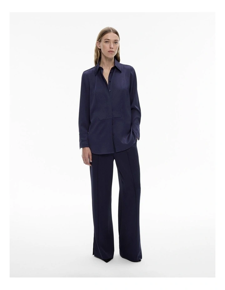 Acetate Satin Frame Shirt in Midnight image 2