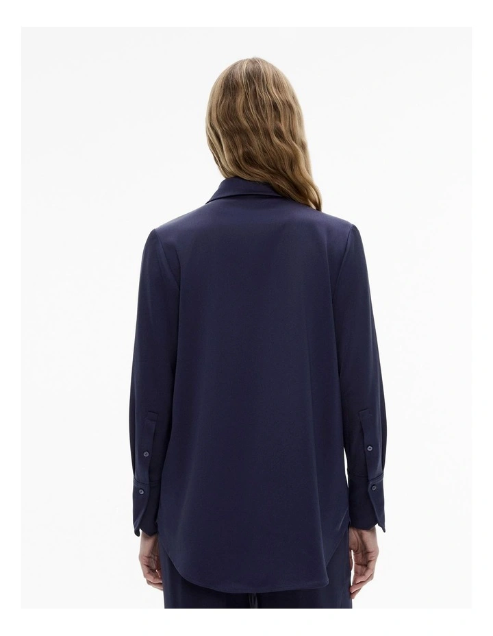 Acetate Satin Frame Shirt in Midnight image 4