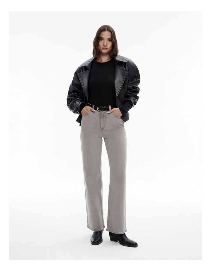 Wool Blend Crew Neck Top in Black image 2