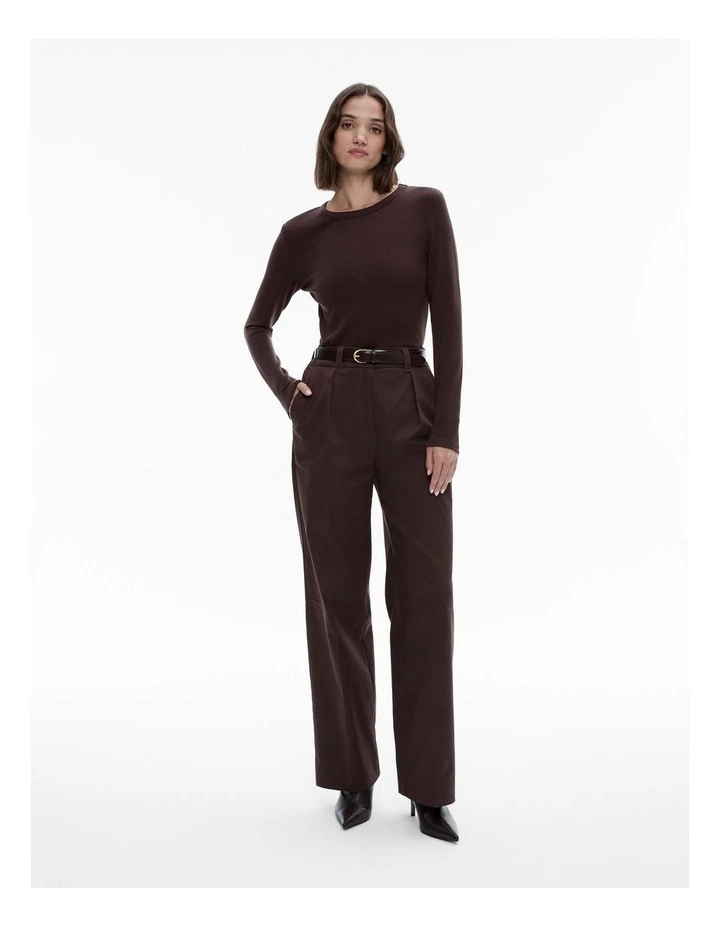 Wool Blend Crew Neck Top in Black Currant image 2