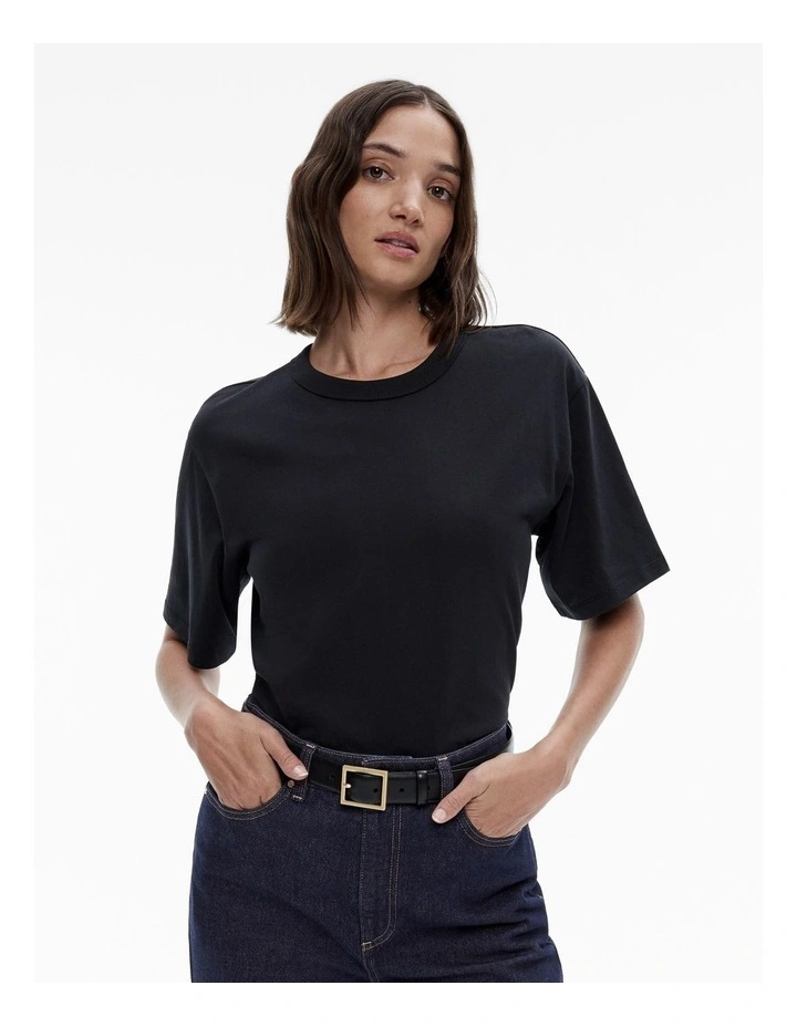 Cotton Boyfriend Tee in Black image 1