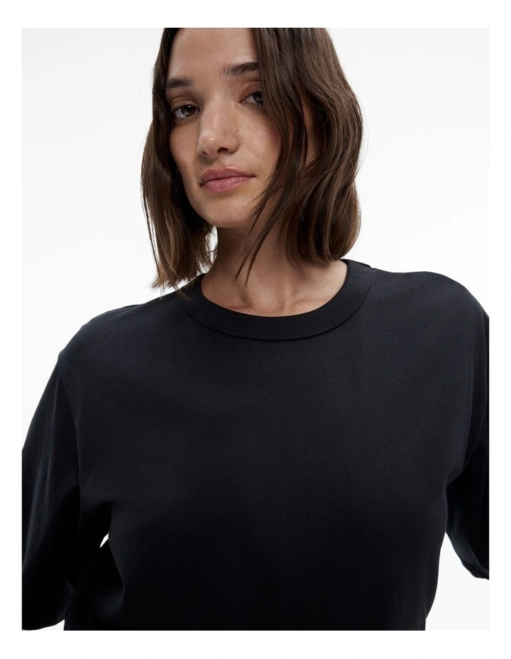 Cotton Boyfriend Tee in Black image 3
