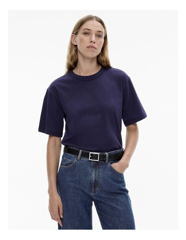 Cotton Boyfriend Tee in Midnight image 1