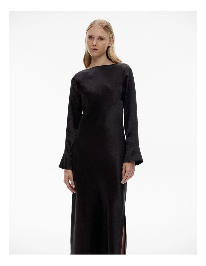 Witchery Acetate Long Sleeve Midi Dress in Black | MYER