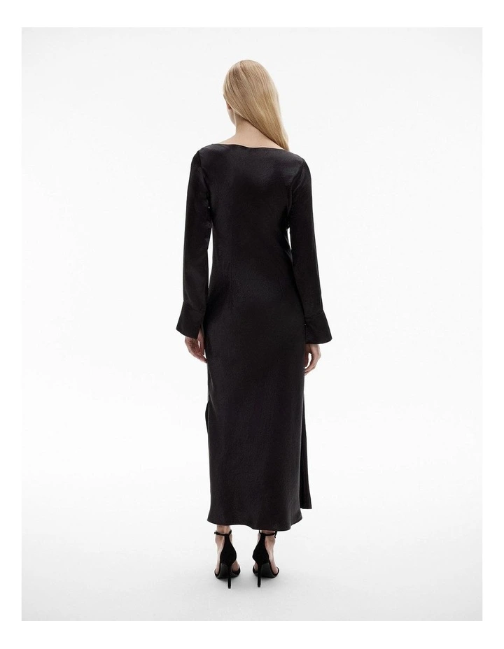 Witchery Acetate Long Sleeve Midi Dress in Black | MYER