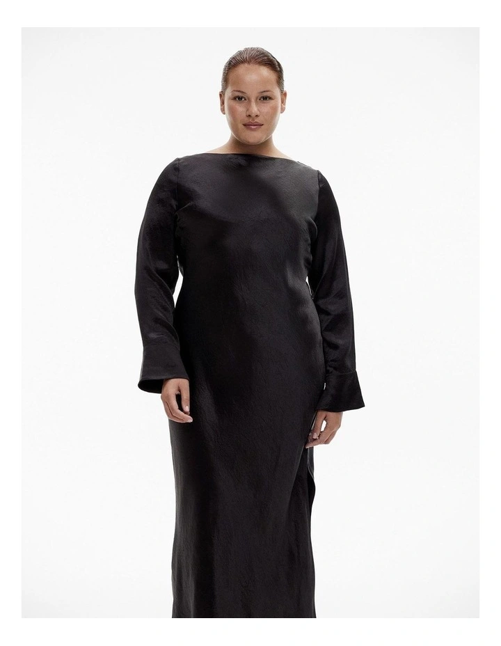Witchery Acetate Long Sleeve Midi Dress in Black | MYER