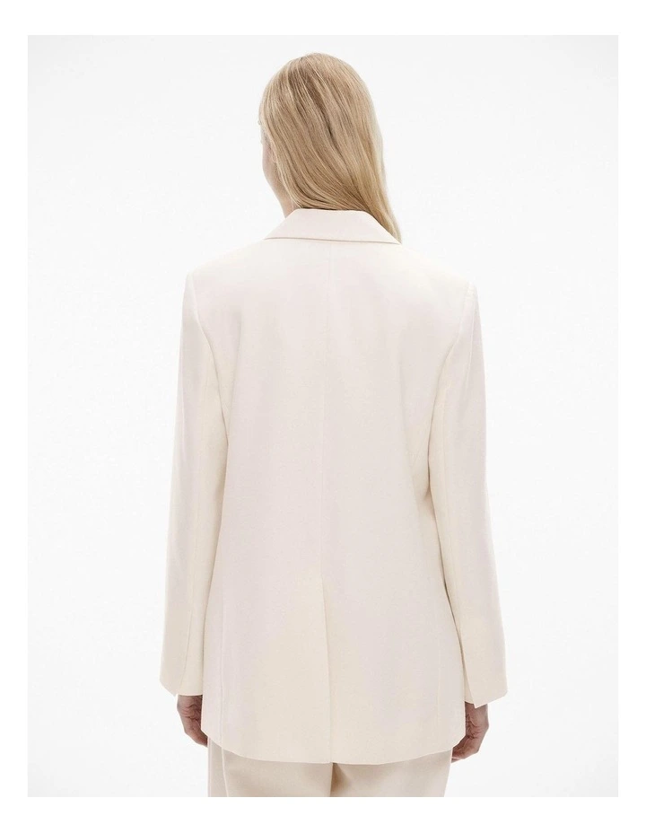 Wool Blend Single-breasted Boxy Blazer in Cream image 4