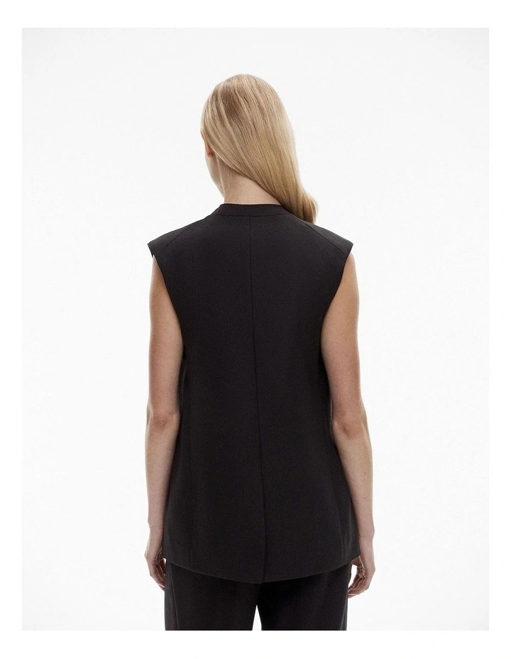 Wool Blend Single-breasted Vest in Black image 4