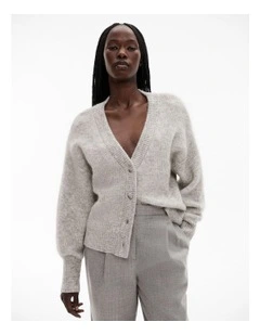 Tactile Knit Cardigan in Light Grey Marle