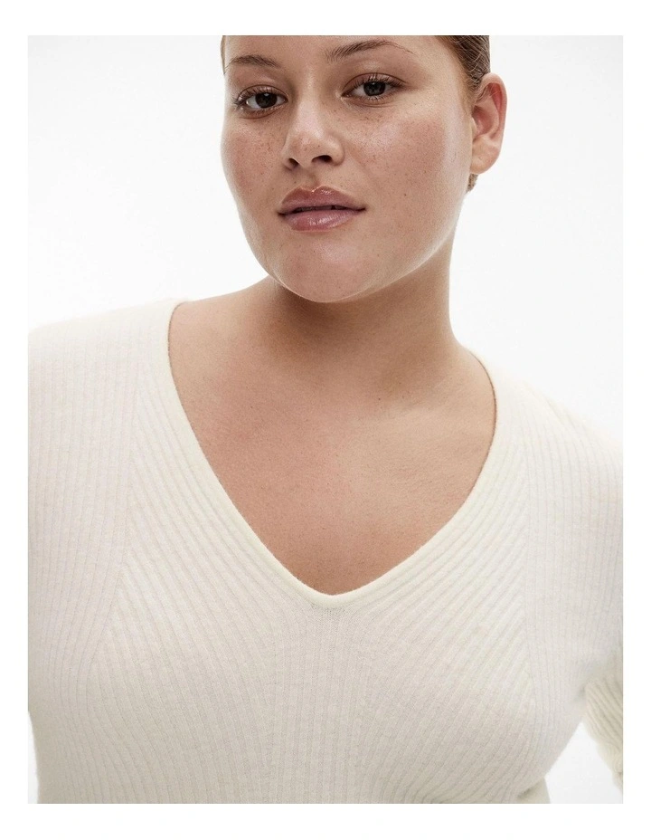 Alpaca Blend Rib Long Sleeve Knit in Cream image 7