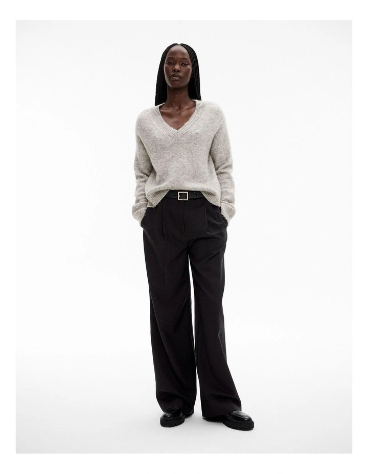 Tactile V Neck Knit in Light Grey Marle image 2