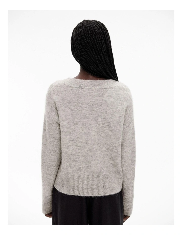 Tactile V Neck Knit in Light Grey Marle image 4