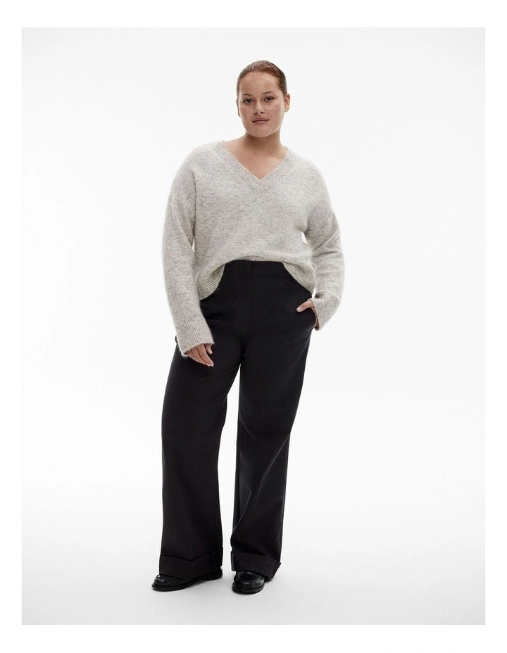 Tactile V Neck Knit in Light Grey Marle image 6