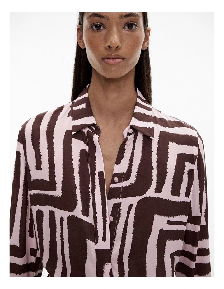 Column Print Shirt in Pink Punch image 3
