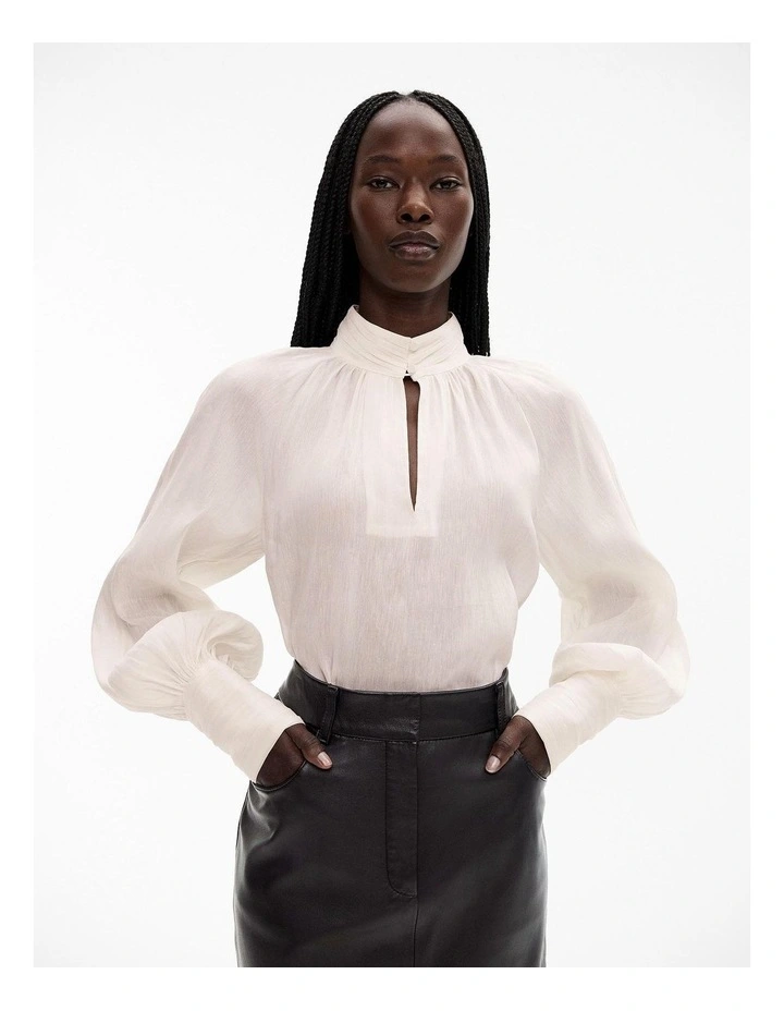 Witchery High-neck Raglan Blouse in Chalk | MYER