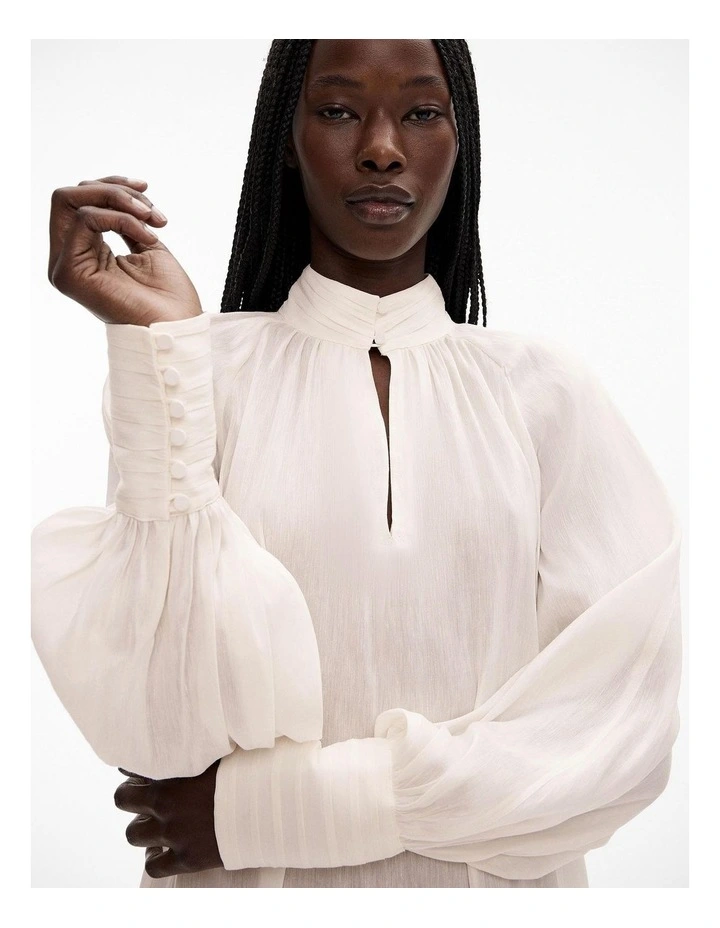 High-neck Raglan Blouse in Chalk image 3