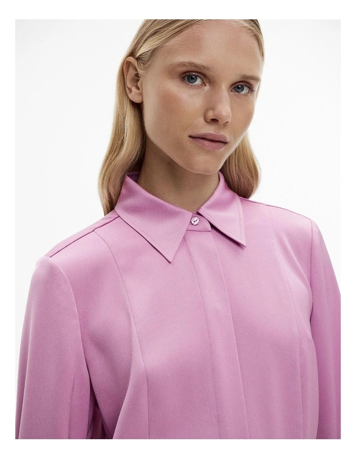 Acetate Satin Frame Shirt in Orchid Pink image 2