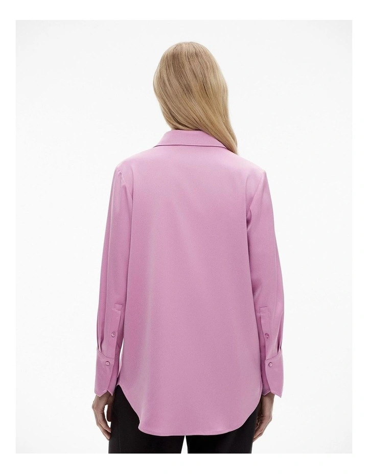 Acetate Satin Frame Shirt in Orchid Pink image 4