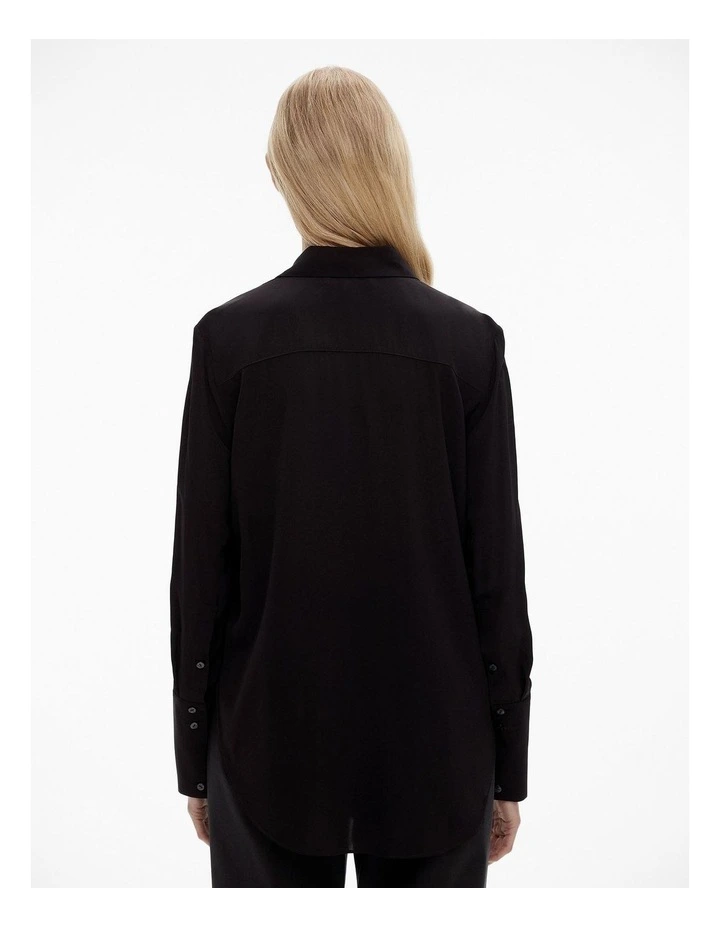 Longline Drape Shirt in Black image 4