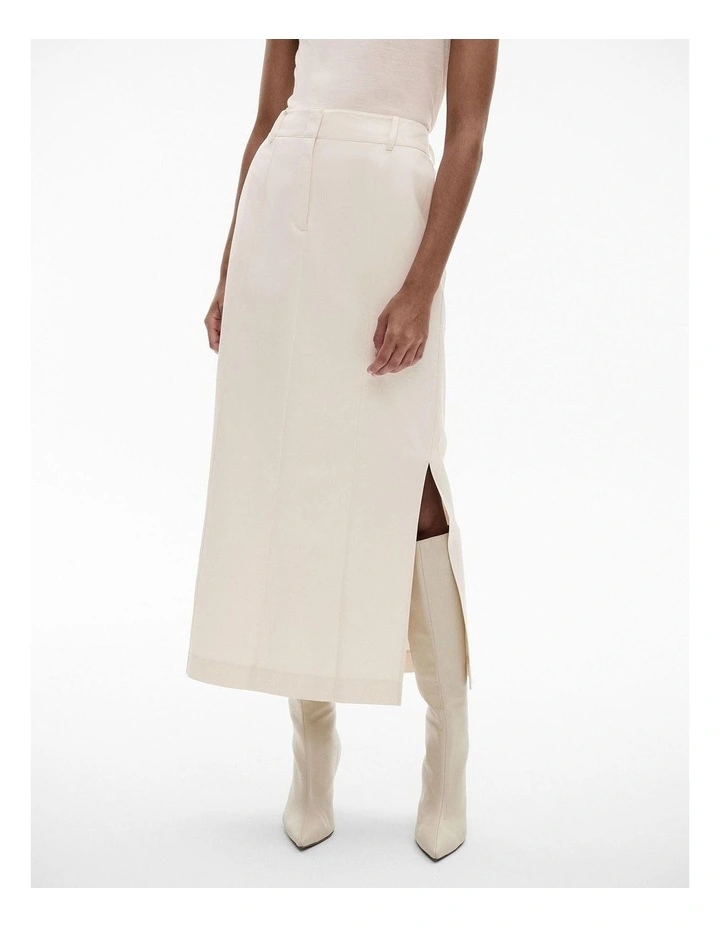 Seam Detail Maxi Skirt in Cream image 1