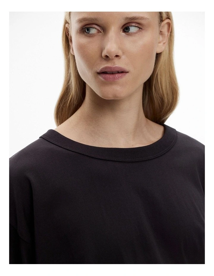 Cotton Drop Shoulder Top in Black image 3