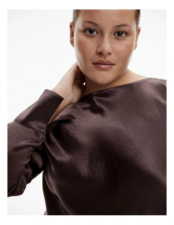 Acetate Long Sleeve Midi Dress in Raisin image 7