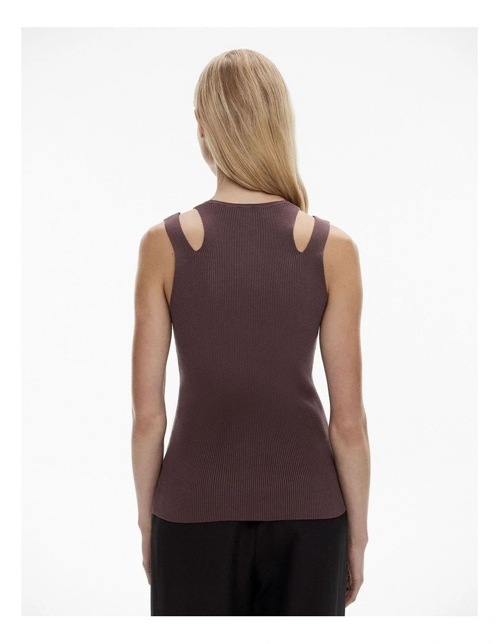 Cut Out Rib Tank in Raisin image 4