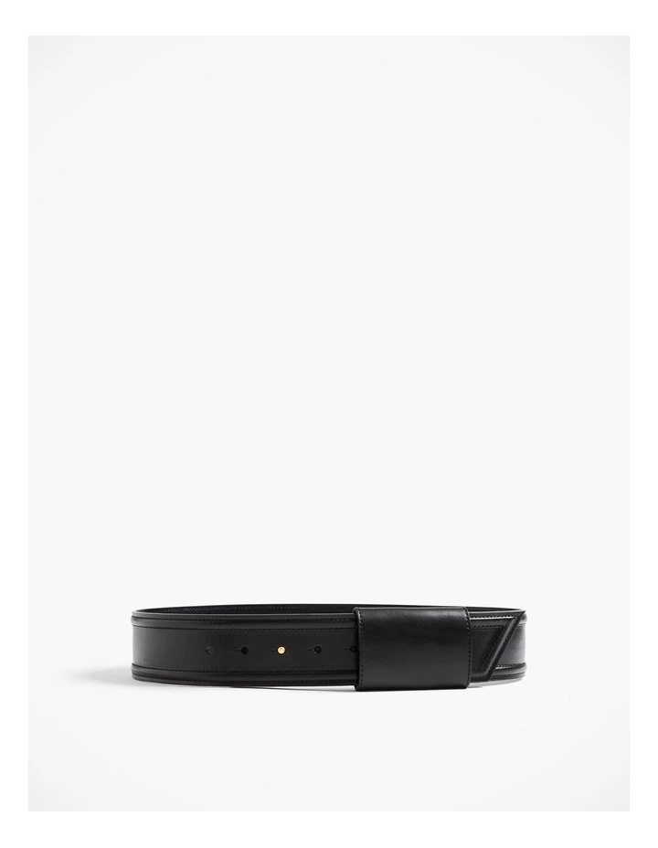 Self Leather Belt in Black image 1