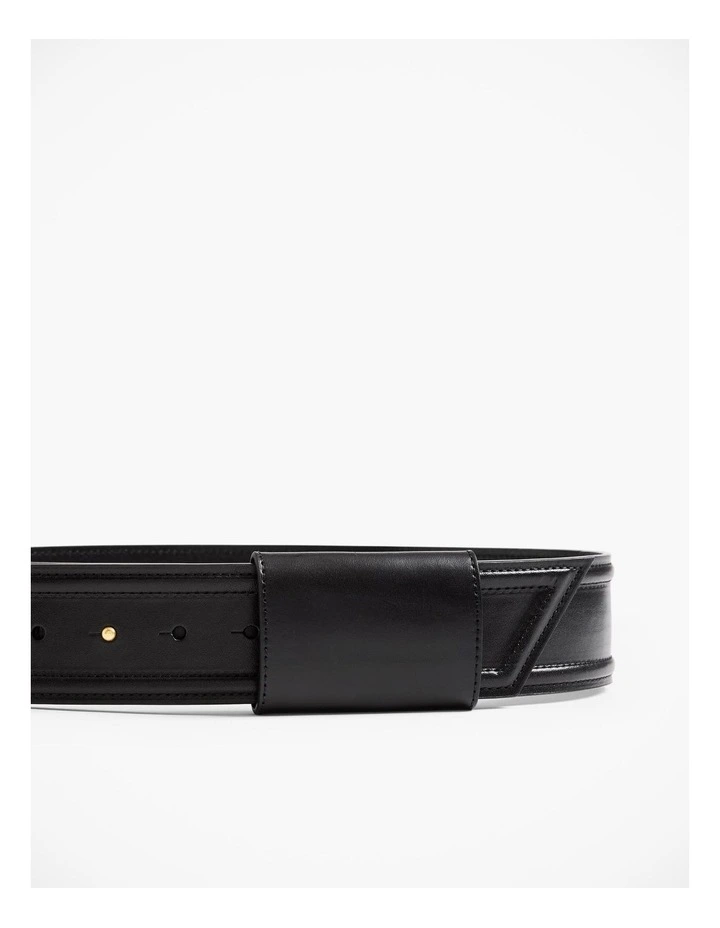 Self Leather Belt in Black image 3