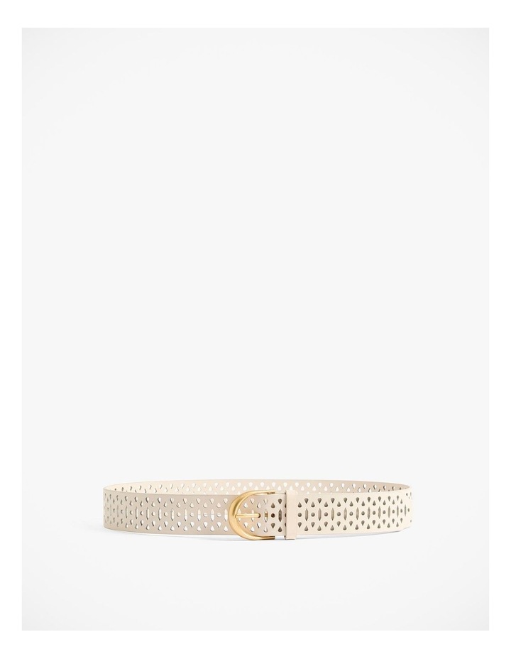 Laser-cut Jeans Belt in Oatmeal