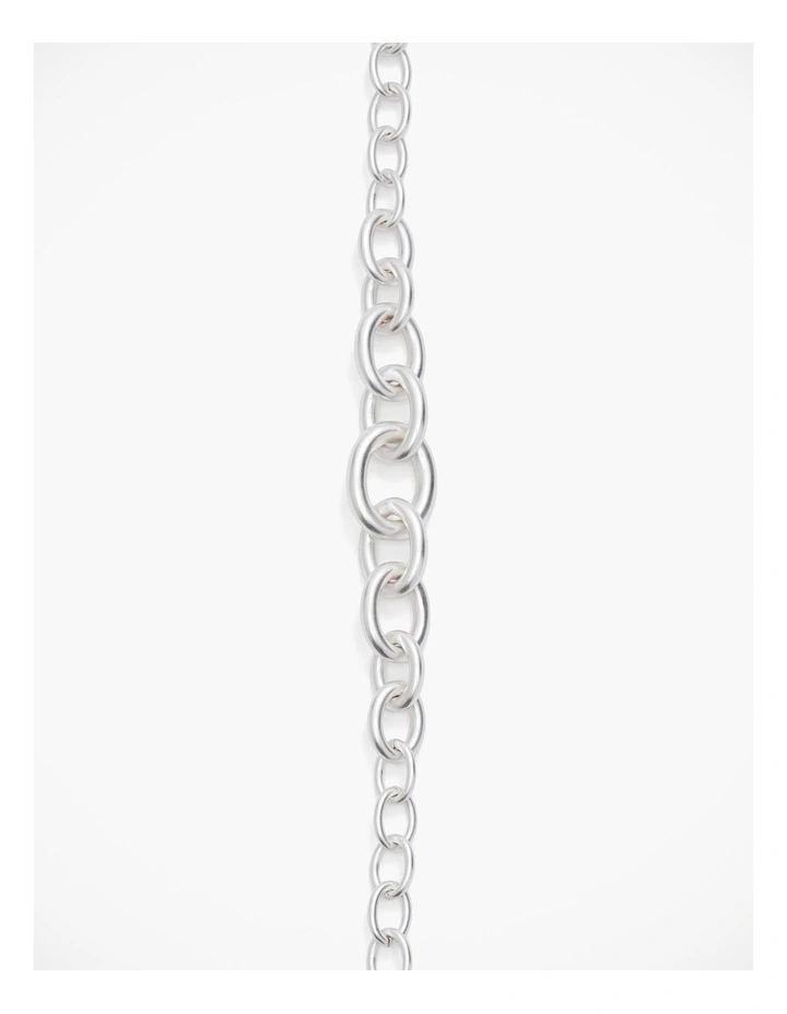 Oval Link Necklace in Satin Silver image 3