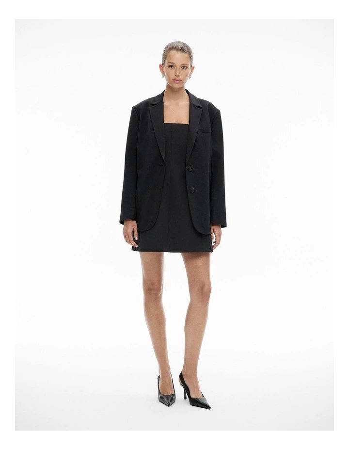 Boxy Single-breasted Blazer in Black image 2