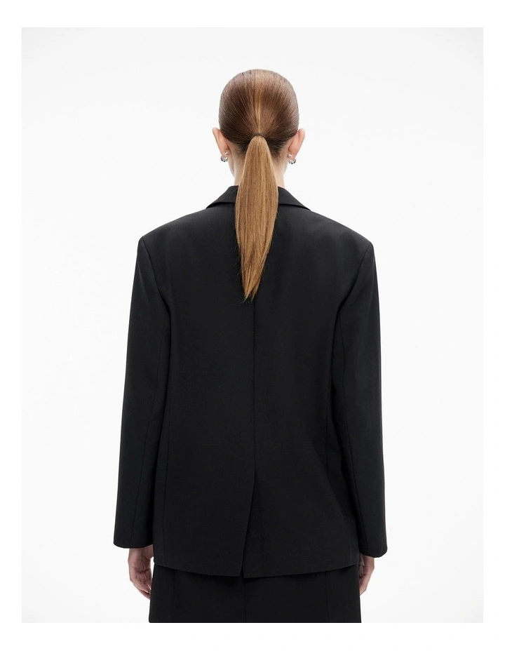 Boxy Single-breasted Blazer in Black image 5