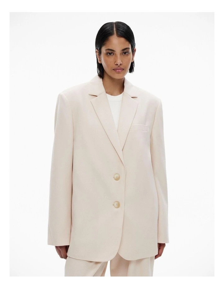 Boxy Single-breasted Blazer in Stone image 1