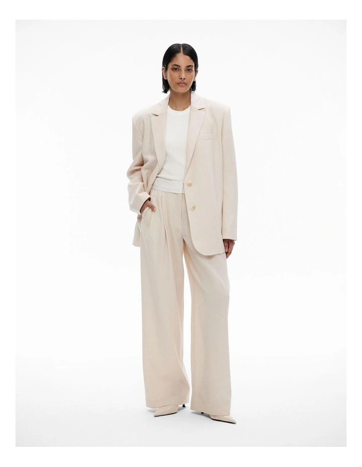 Boxy Single-breasted Blazer in Stone image 2